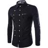 Spring New Style Men's Trendy Slim New Snap Button Zipper Long-sleeved Shirt Comfortable High Quality Unique Beautiful and Most Striking Clothes