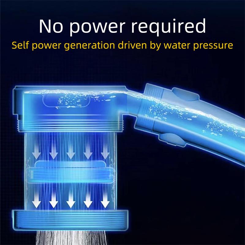 3/7 Colors Change Temperature Sensor Led Pressurized Shower Filter High Pressure Turbo Propeller Showerhead Bathroom Accessories