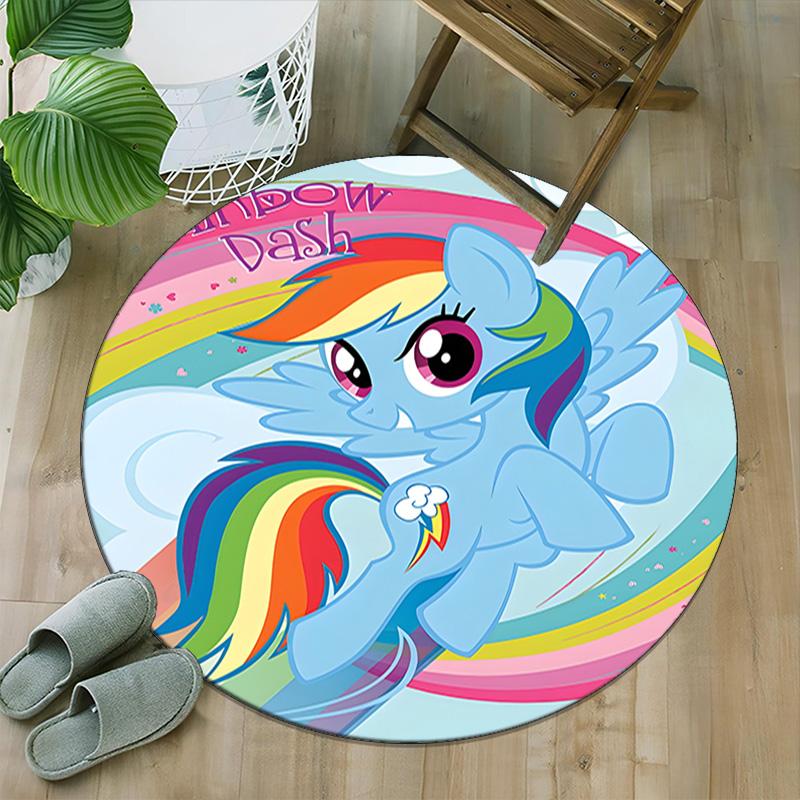 1pc My Little Pony7 Print Round Carpet Chair Round Carpet Suitable for Bedroom Living Room Home Decorative Carpet