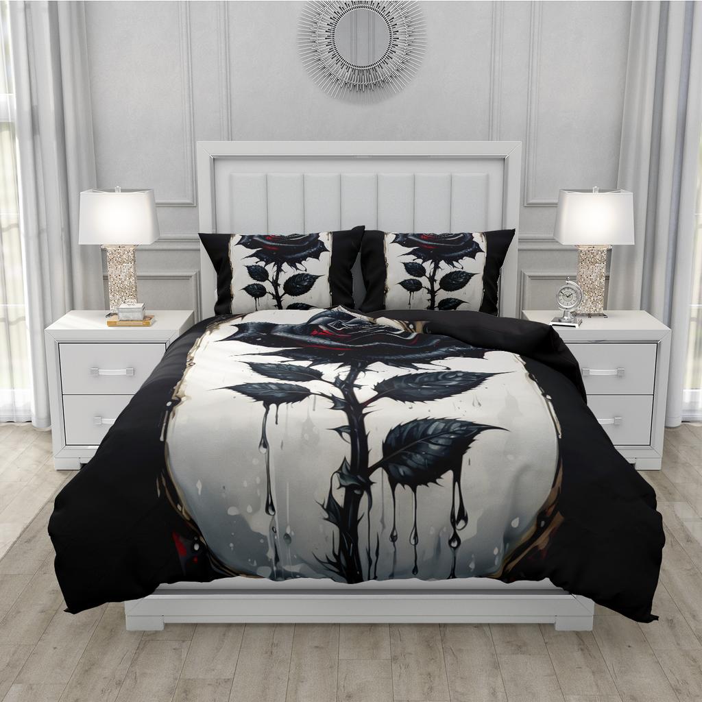 Rose Black Series Bedding Set Famous Anime Duvet Cover Sets Comforter Bed Linen Twin Queen King Single Size Dropshipping Gift