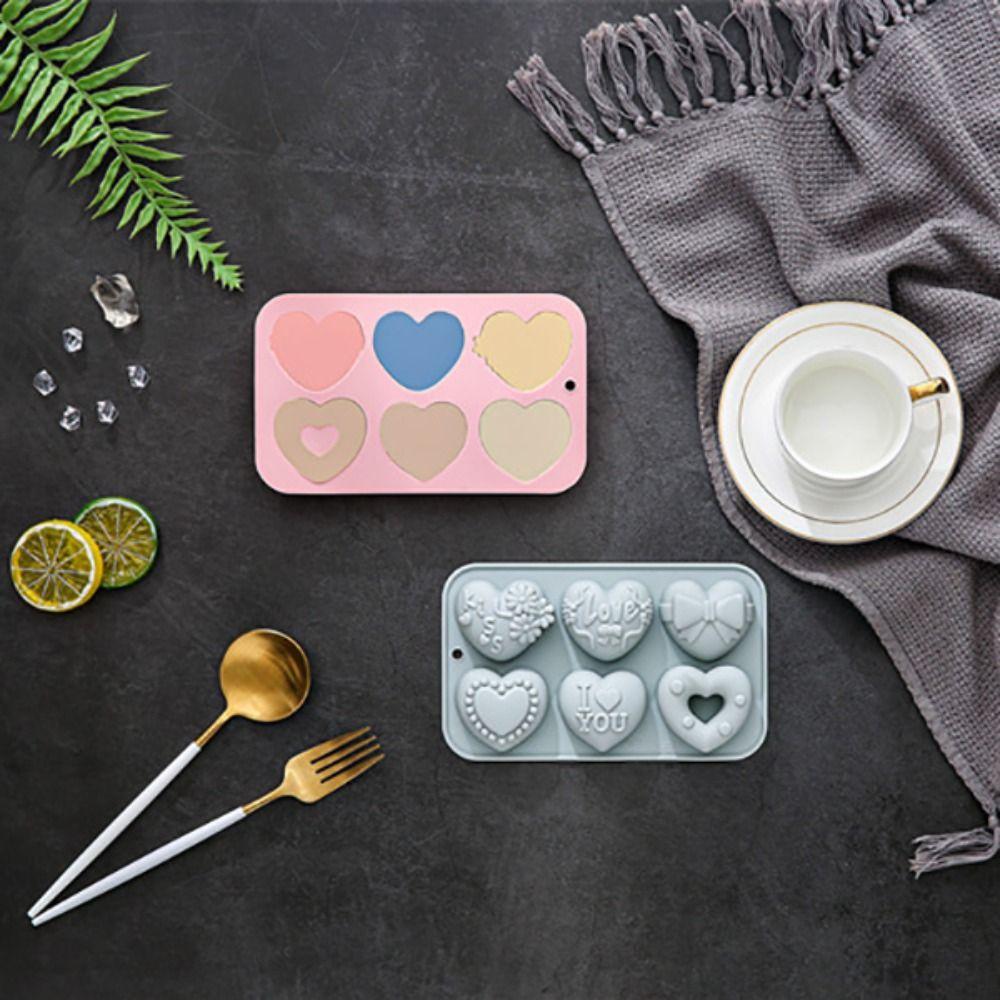 6-Cavity DIY Candy Making Molds Handmade Heart Shaped Mold Valentine's Day Heart Chocolate Molds