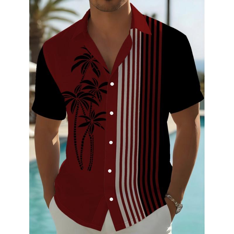 

Men s Hawaiian Casual Shirt, Stylish Digitally Printed Graphic Button-Up Short Sleeve Shirt, Perfect for Vacation and Beach Vacation Wear S