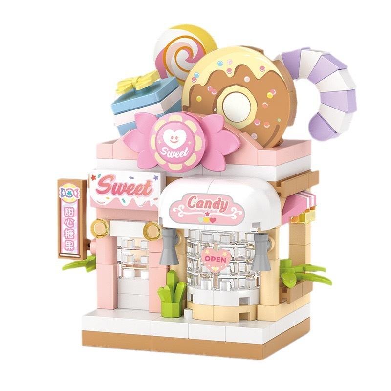 House Building Blocks Household Appliance Dessert Store Street View Snack Children's Toys Boys Girls Gifts Compatible With