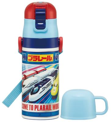 Skater Water 420ml or 350ml Plarail Small Stainless Sports Water Bottle Children's Bottle, 2-Way, (Direct Drinking) (Cup Drinking), 23, Boys'