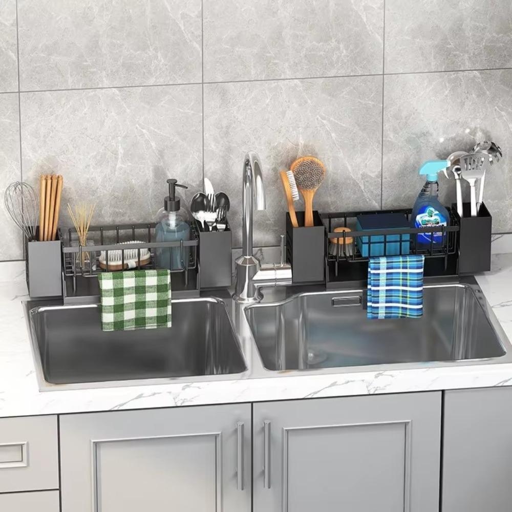 

Storage Cup Kitchen Sponge Holder Rustproof Kitchen Sink Organizer Kitchen Accessories чорний