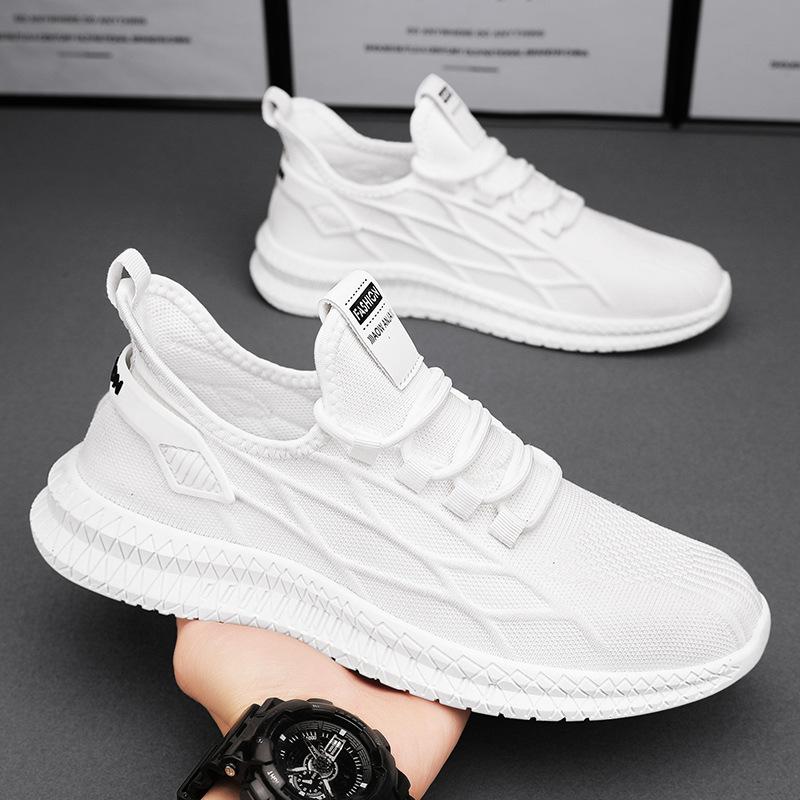 25 Years of New Mesh Breathable Men's Casual Shoes Fashion Trend Versatile White Sports Shoes Soft-soled Black Shoes
