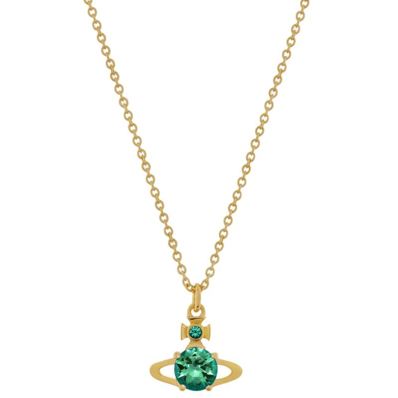 

Vivienne Westwood Reina Saturn Design Brass Necklace Women necklace Gold Green 63020095-02R702 Box+Shopping Bag