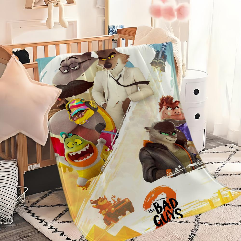 CartoonT-The Bad G-Guys2 Movie Blanket Soft Comfortable Nap Plush Suitable For Iiving Room Office Bedroom Birthday Home Kid Gift