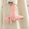1 Pair of Warm Gloves Suitable for Women's Winter Fleece-Lined Windproof and Cold-Resistant Touchscreen Cycling Driving Fingerless Mittens