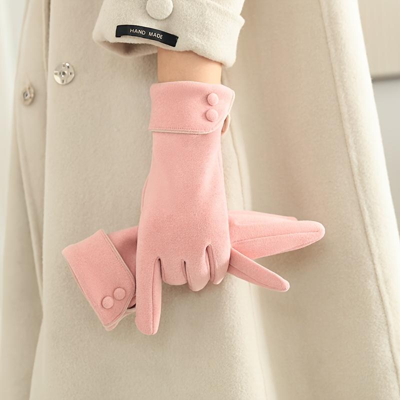1 Pair of Warm Gloves Suitable for Women's Winter Fleece-Lined Windproof and Cold-Resistant Touchscreen Cycling Driving Fingerless Mittens