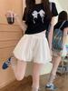 Shorts de Verão Feminino Flower Bud de Cintura Alta e Perna Larga - Casual, Versátil, Corte Solto com Design Emagrecedor de Lanterna de Abóbora