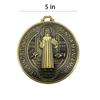 Extra Large Saint Benito Medal 5 Inch Vintage Brass Saint Benedict Round Prize Home Decor Pendant Zinc Alloy