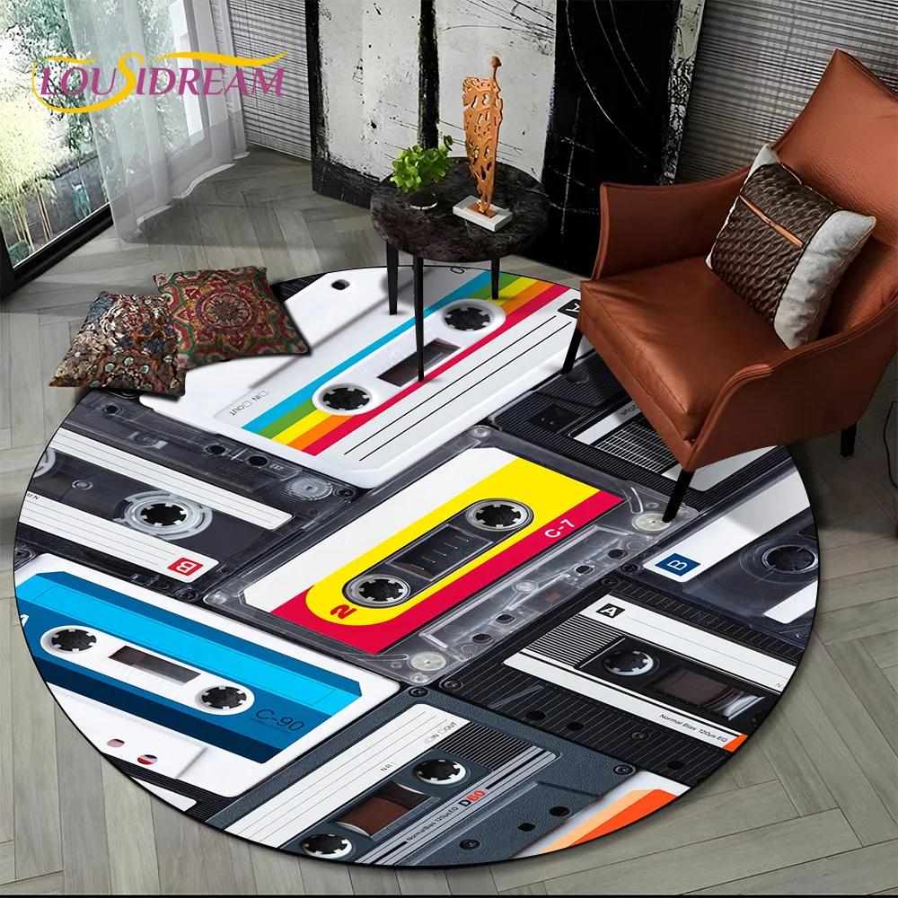 3D Vinyl Record Music DJ Screen Tape HD Round Area Rug,Carpet Rug for Living Room Bedroom Sofa Playroom Decor,Non-slip Floor Mat