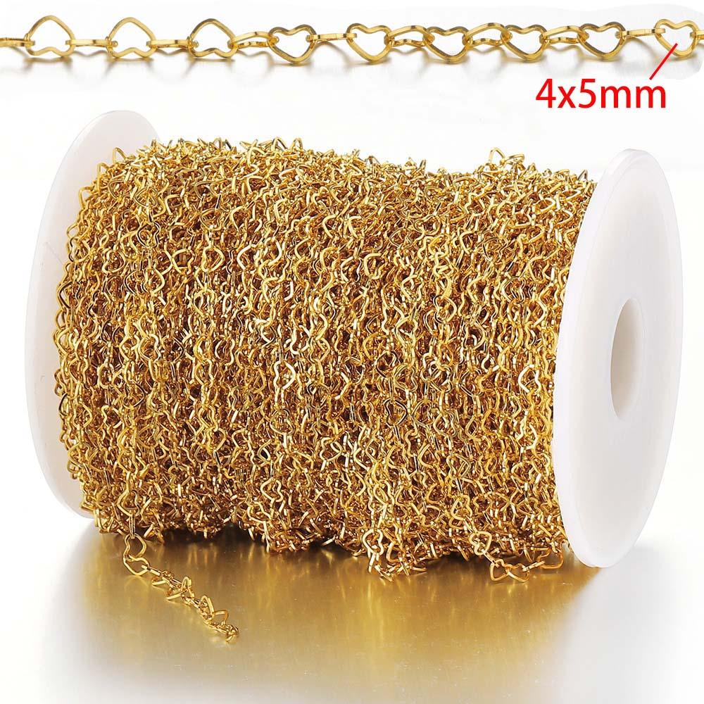 1Meter Stainless Steel Geometry Hollow Round Chain Hip Hop Punk Heart Chain DIY Necklace Bracelet Bag Chains Material Wholesale