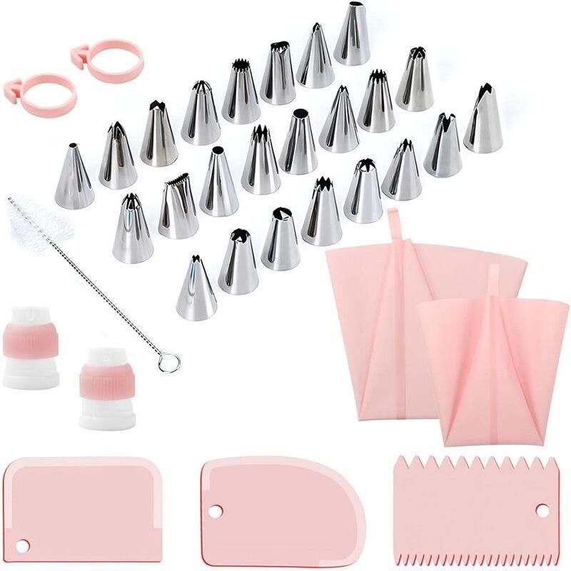 15/34-piece Stainless Steel Cake Piping Tips Set Cake Cream Decoration Tools Cream Scraper Set Kitchen Baking Utensils