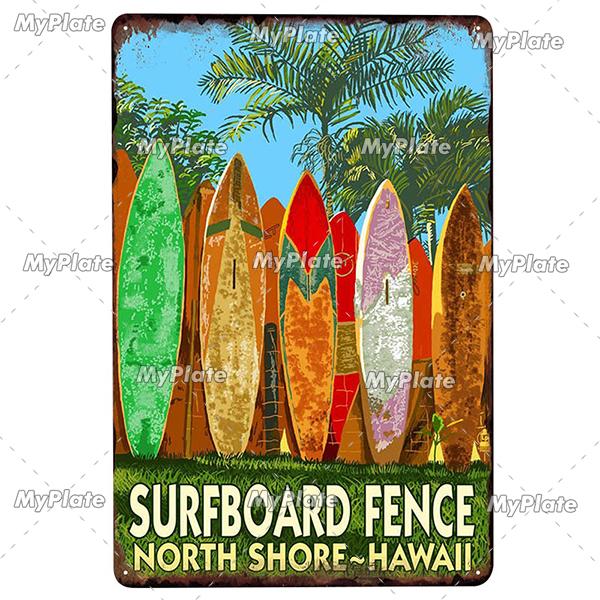 Surf Metall Zeichen Vintage Plaque Zinn Zeichen Wand Dekor Für Beach Club Mann Höhle Metall Platte Große Welle Poster