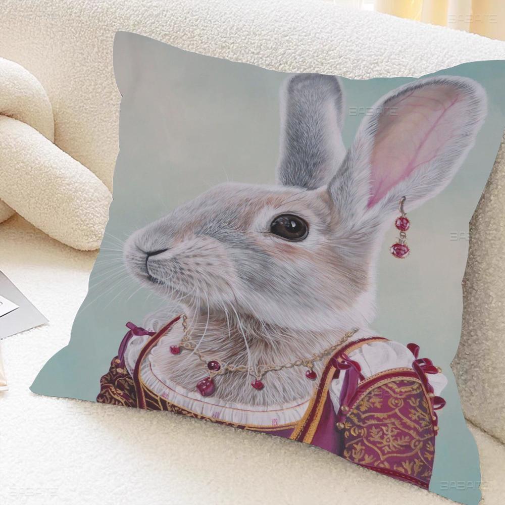 Kanin konstkudde present hemmakontor dekoration sovrum soffa bil kuddfodral fodral 45x45