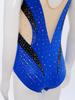 Girls Metallic Gymnastics Leotard Sleeveless Keyhole Back Sheer Mesh Patchwork Sparkling Rhinestone Bodysuit
