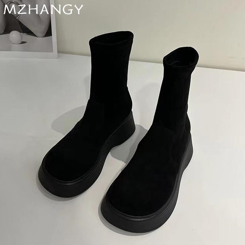 Women Suede Ankle Boots Winter Flats Shoes Woman 2025 Trend Fashion Retro Warm Goth Cozy Walking Classic Snow Boots Mujer Botas