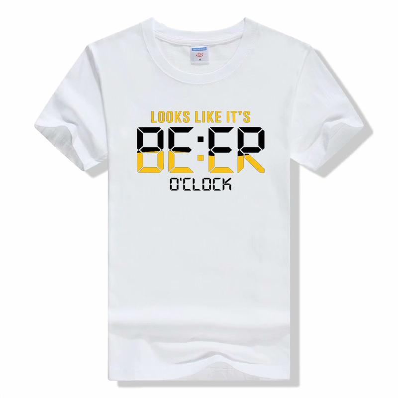 Bavlna vtipné BEER OCLOCK Unisex tričko léto cool vtipné Unisex tričko Unisex tričko s kulatým výstřihem Unisexs tričko Unisex
