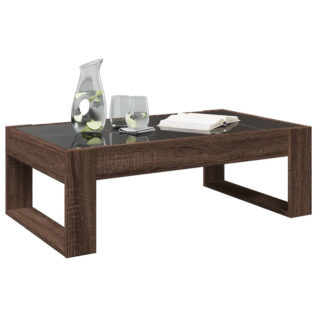 Infinity LED Coffee Table in Brown Oak Effect 90 x 53 x 30 cm