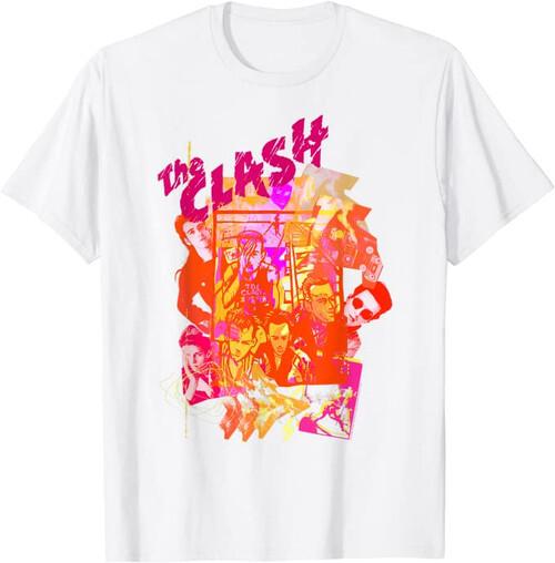 The Clash Collage Neon White T-Shirt Unisex T-Shirt XXXL