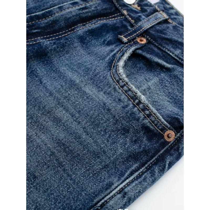 Kaslead Women's Clothing Fashion Mid Waist Long Denim