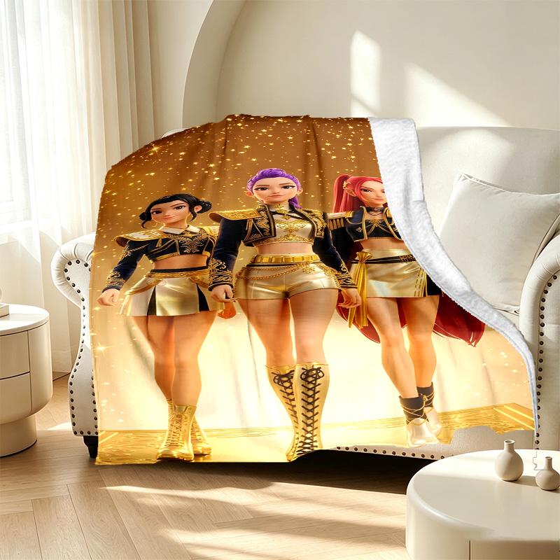 KPop Demon Hunters Pattern Blanket for Home Decoration, Bed, Sofa, Car Travel, Camping, Suitable for All Seasons, Birthday Christmas Gift