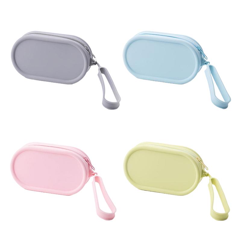 Portable Silicone Coin Purse Waterproof Zipper Travel Pouch Large Capacity Solid Color Earphone Bag Students