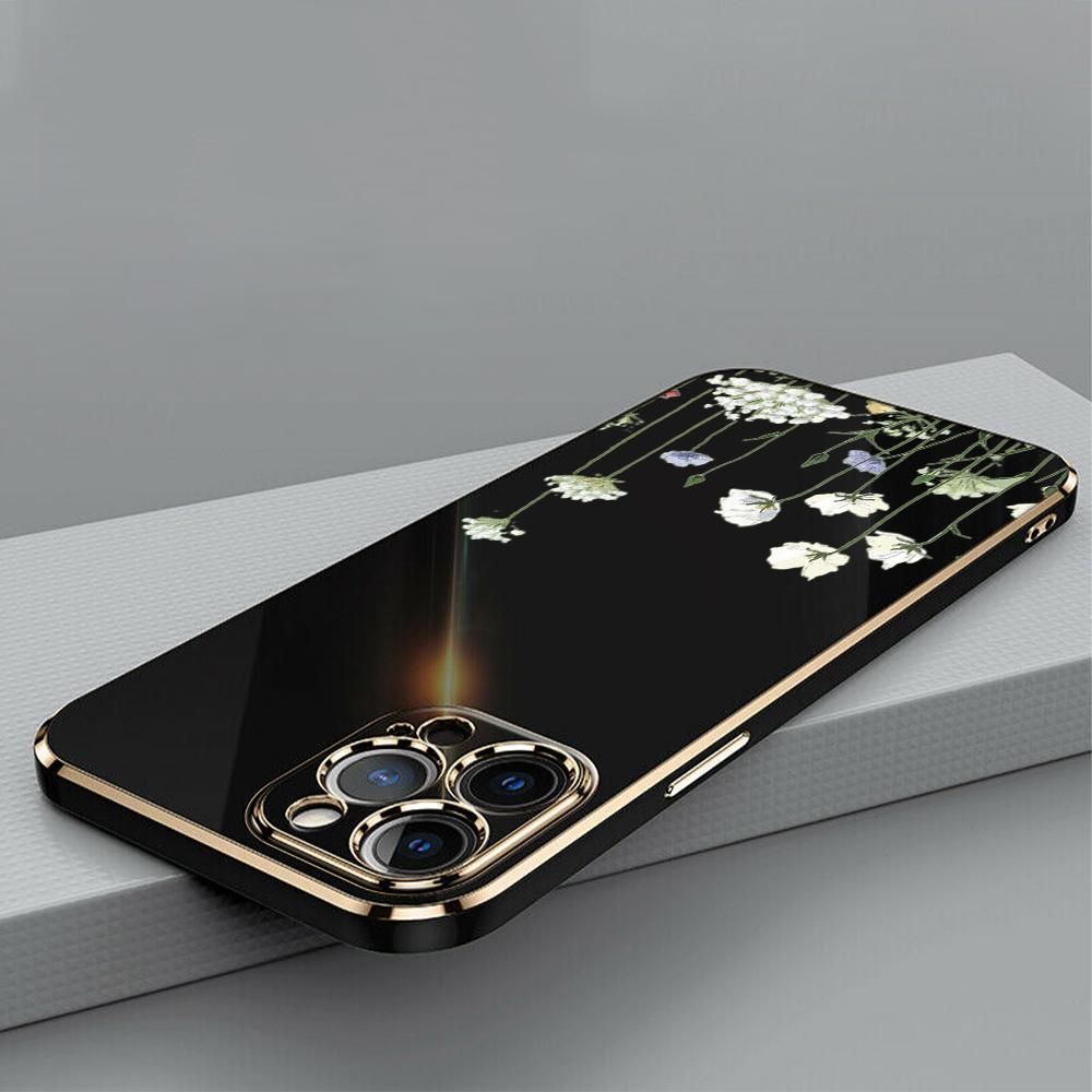 N93 Peony Plating Edge Soft TPU Phone Cases for Samsung A54 A13 A14 S24 Plus S23 Ultra S20 S21 FE A55 A05 A52s Shockproof Cover