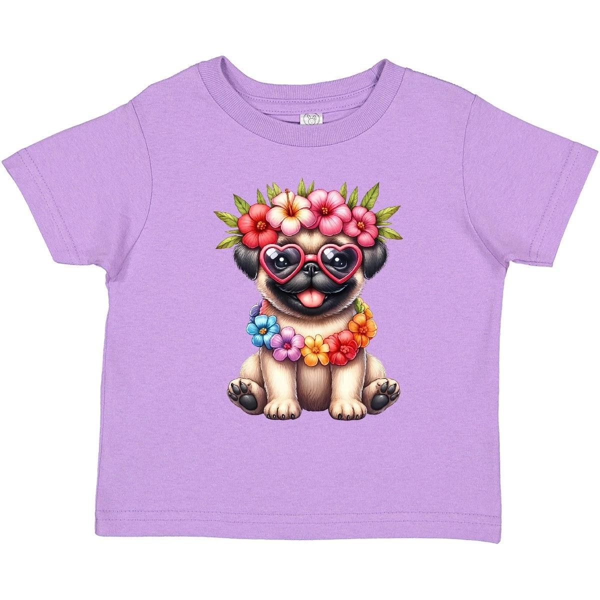 Inktastic Hawaiian Pug Toddler T-Shirt Dog Pet Vacation Child Preschooler Kid 100