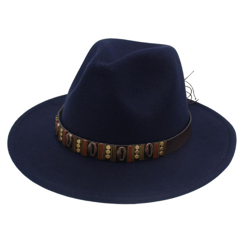 Ethnic Jazz Hat Metal Shell Belt Accessories Top Hat Dress Concave Gentleman Hat