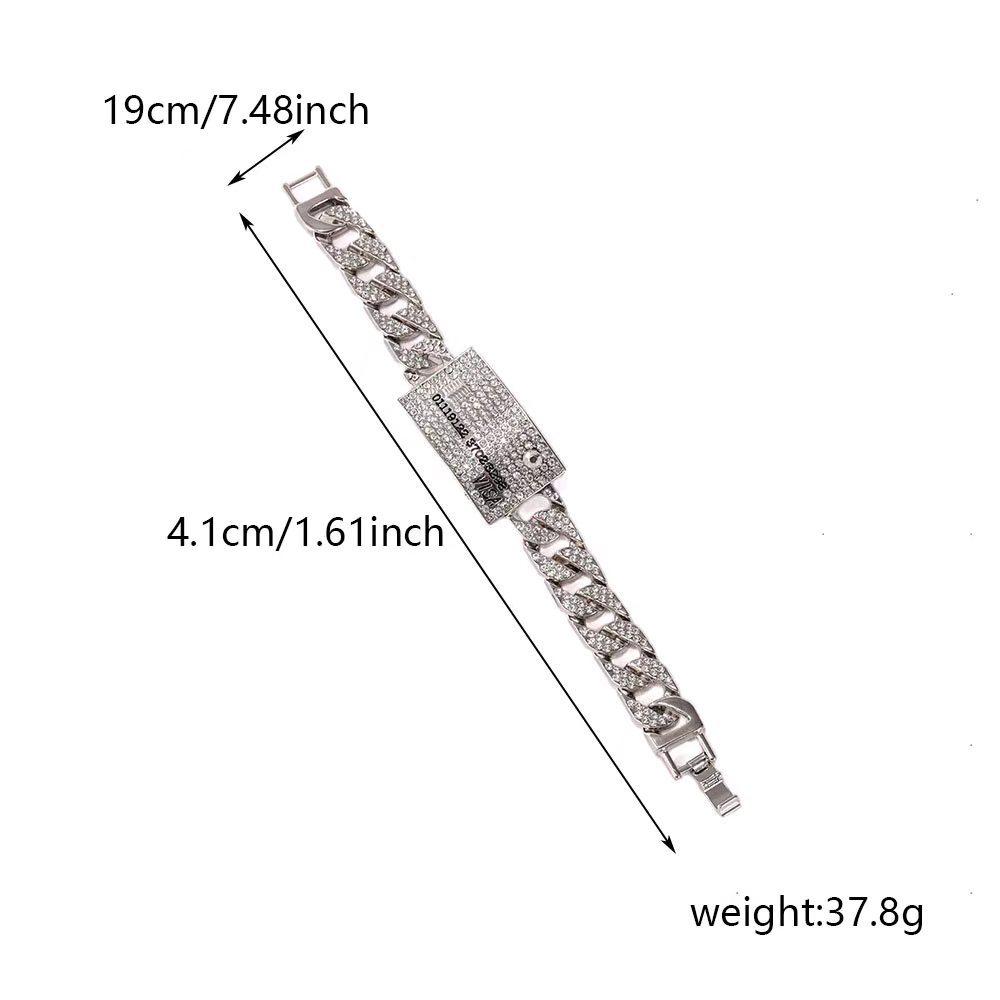 

Трансграничный хип-хоп бриллиантовый браслет: Трендовые ретро украшения из сплава в стиле ИНС серебряный