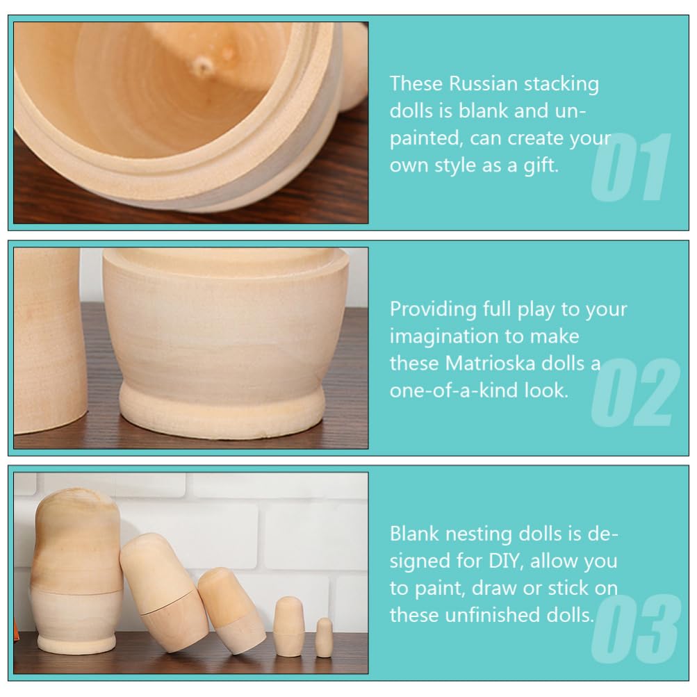 Iplusmile Matryoshka Set of 3 Plain Unpainted Wooden Nesting Wooden Handmade DIY Painting Educational Russian Decorative Gift 3 Sizes Dolls, Kit, Kit,