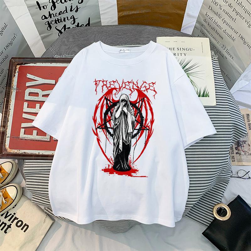 Anime Devil Women's T-shirt New Dark Punk Female Vintage Harajuku Casual Fashion Cartoon Print Goth Loose Gothic Summer Women's T-shirt