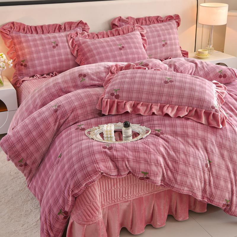 

Thickened Milk Flannel Fresh and Clean Bed Cover Set of Four Pieces 1.8m F4p: D200x230