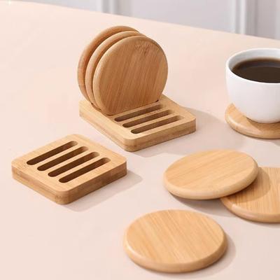 Bamboo Coasters Resistant Anti-Slip Heat Cup Mat Eco-Friendly Tea Coffee Pad Placemats