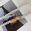 Women Pearl Waist Chain Pearl Inlaid Diamond Elastic Belt With Waist Decoration Thin Belt Beaded Elastic Belt