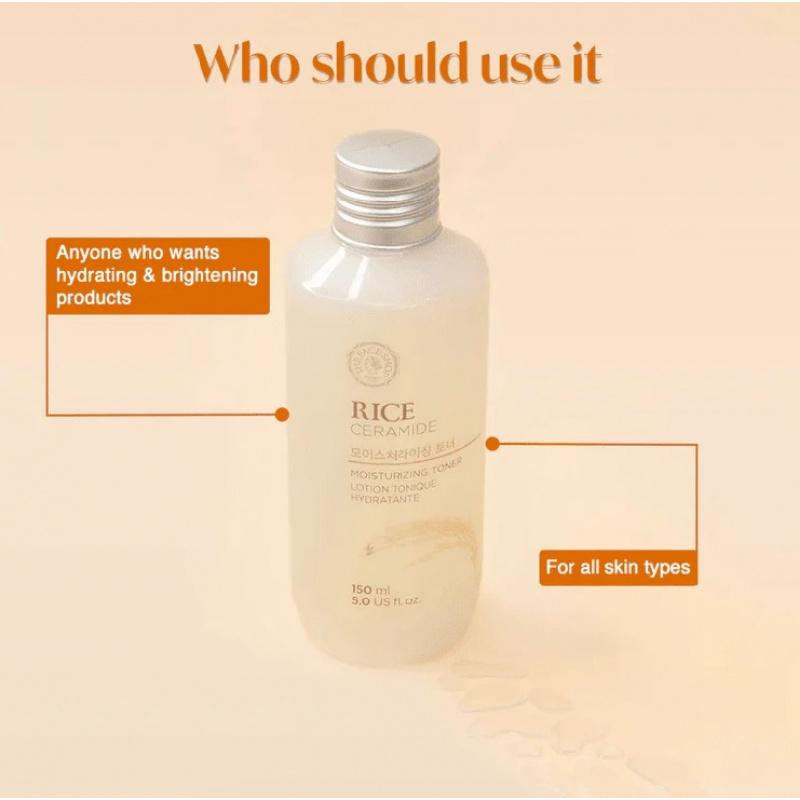 The Face Shop Rice & Ceramide Moisturizing Toner 150ml,Strengthens Skin Barrier