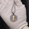 Men Necklace with Double Sided Saint Benedict Symbol Retro Religious Neckchain Alloy Clavicle Chain Fashion Accessory