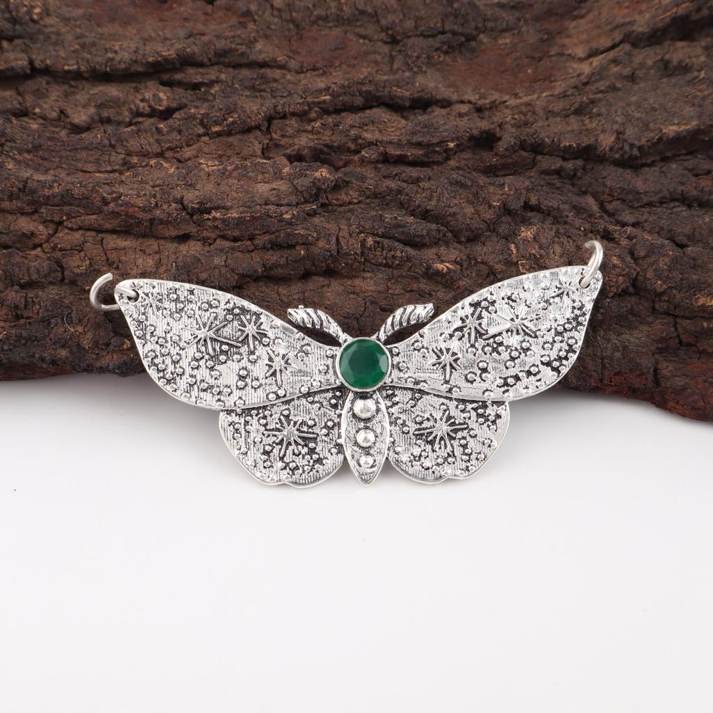 Hänge i grön onyx Handgjorda ädelstenssmycken, 925 massivt sterlingsilverhänge Smycken med unik design