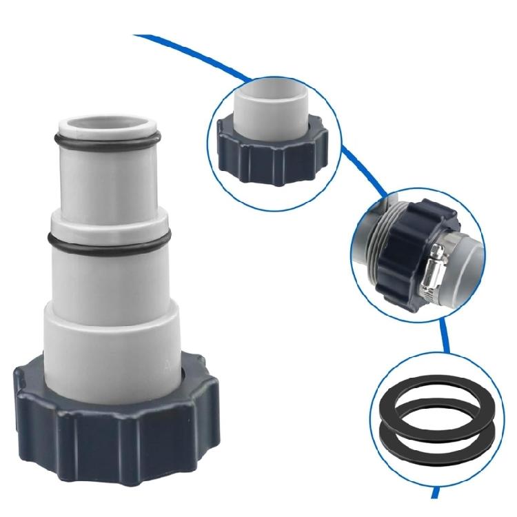 Pool Hose Reducers 1.5inch To 1.25inch Threaded Adapters with Clamps Washers Suitable for Above Ground Pool Pump Hoses