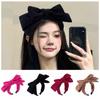 Sweet Corduroy Bowtie Headband Wide Solid Color Bowtie Hair Hoop Large Hair Band Wash Face Hairband Makeup