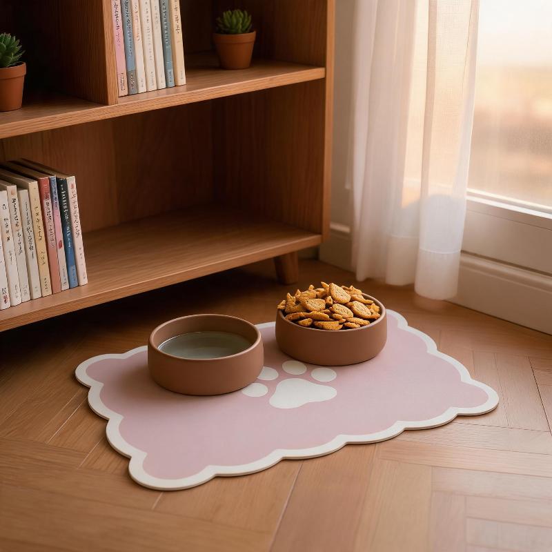 Waterproof Non Slip Pet Feeding Mat Absorbent Wavy Edge Easy Clean Pad for Cats Puppy Pet Feeding Supplies