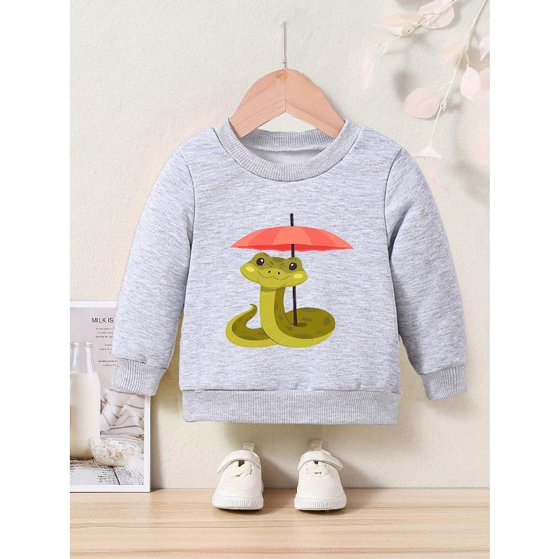 Cartoon Print Crew Neck Sweatshirt - Casual & Comfy, Perfect for Spring/Fall, Machine Washable
