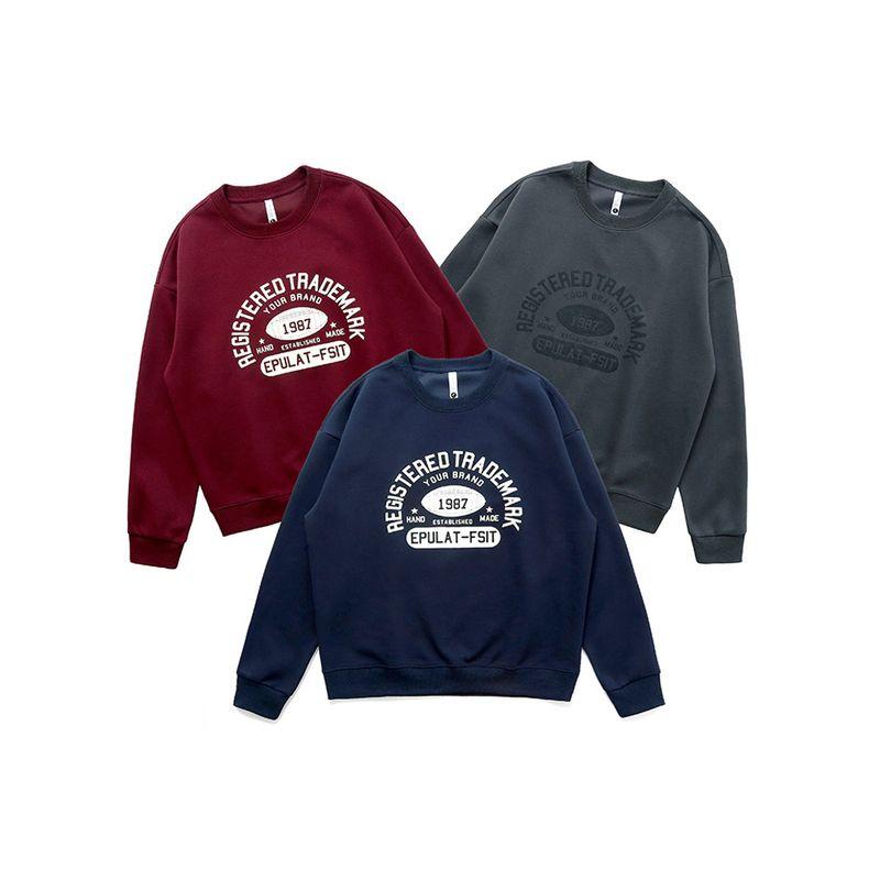 American Retro Trendy Brand Letter-Printed Round-Neck Sweatshirt for Men 2024 New Spring and Autumn Style Foreign Trade Men's Casual Jacket