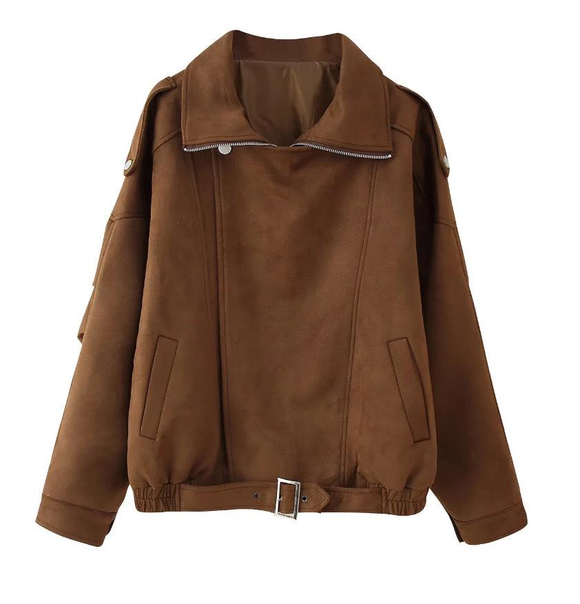 

European and American Style Women s Casual Brown Loose Jacket Coat Large