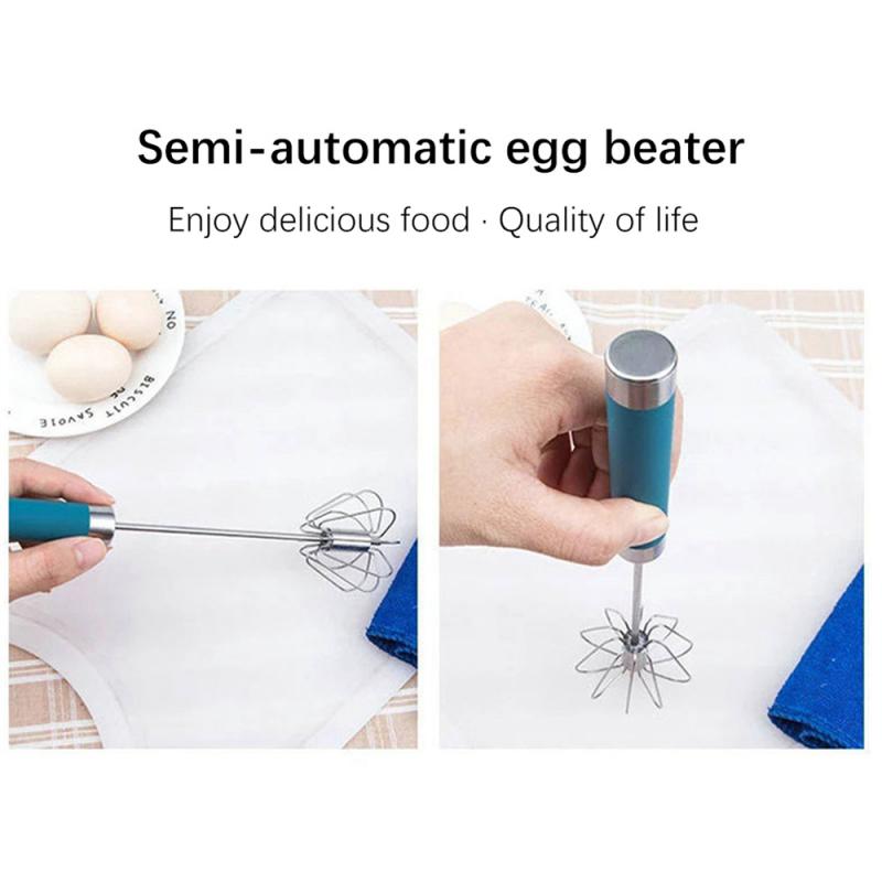 Kitchen Semi-Automatic Whisk Egg Beater Stainless Steel Manual Egg Beater and Cream Mixer Kitchen Mixer Egg Separator Tools