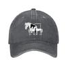 Horse Family Print Denim Baseball Cap Adjustable Washed Cotton Dad Hat Casual