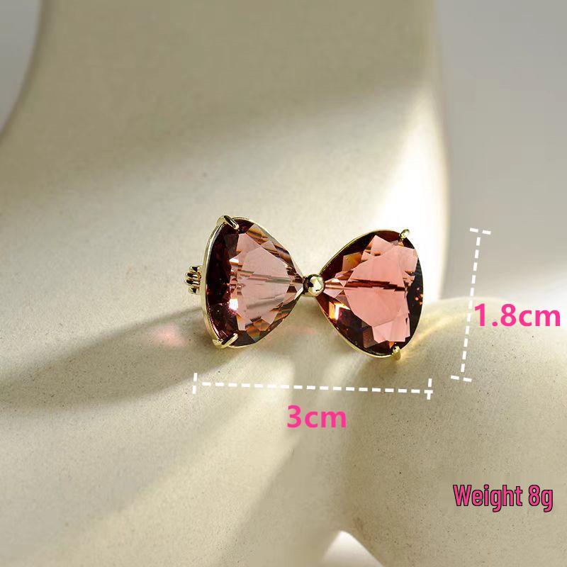 Vintage Crystal Bow Brooch - Elegant Formal Dress Pin for Women